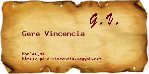 Gere Vincencia névjegykártya